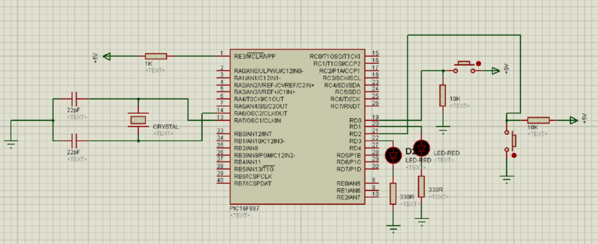 The purpose of this experiment is to define the input and output pins in assembly language and accordingly, to perform the LED on application with the button. In the experiment, when the buttons connected to the DO and D2 pins are pressed, the LED connected to the D1 and D3 pins should turn on, otherwise it should turn off. Note that the buttons are connected in different configurations.