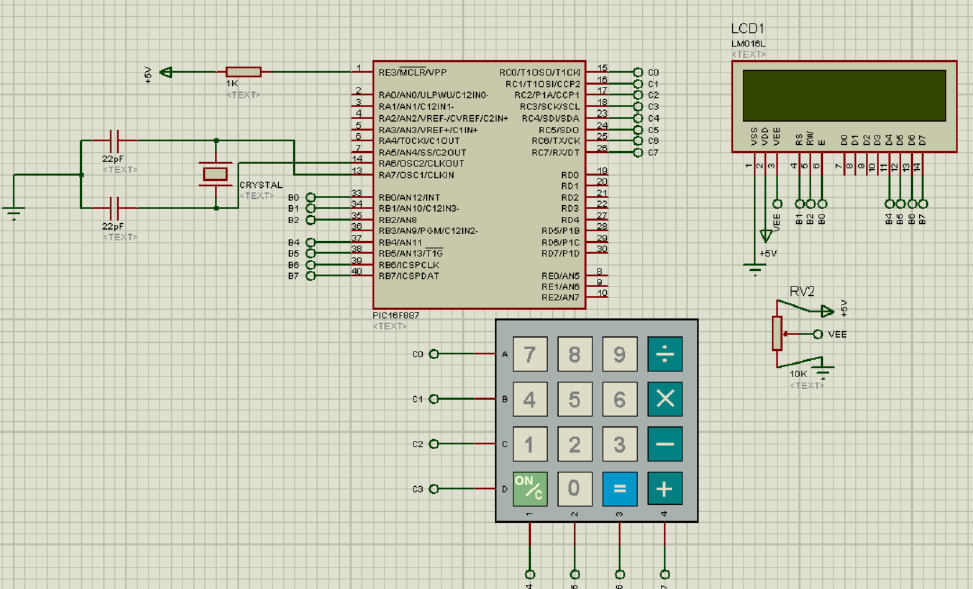 The purpose of the experiment is to make a calculator. While “*” button works as the function button (here, we will use for summing two numbers), “#” button works as execute button.
						The calculator should only perform 2-digit operations. For example, when 356 is written on the screen, it should return a warning message like Please enter a 2-digit number for 1 second. The steps to follow are: Turn button reading codes into a function (return as integer/character, it depends on you). Find a way to convert the incoming button character/digits into multi-digit number. There are several methods after this phase. You can receive all the six characters, then execute, or you can evaluate each character till “*” or “#” is pressed (this method is more proper for general solution if the numbers were not limited as two digits).You should check if * or # is not pressed properly. If not, print a warning message for 1000ms, then restart the algorithm. If your check is successful, then print the solution for 3000ms, then clear the screen and restart the algorithm.