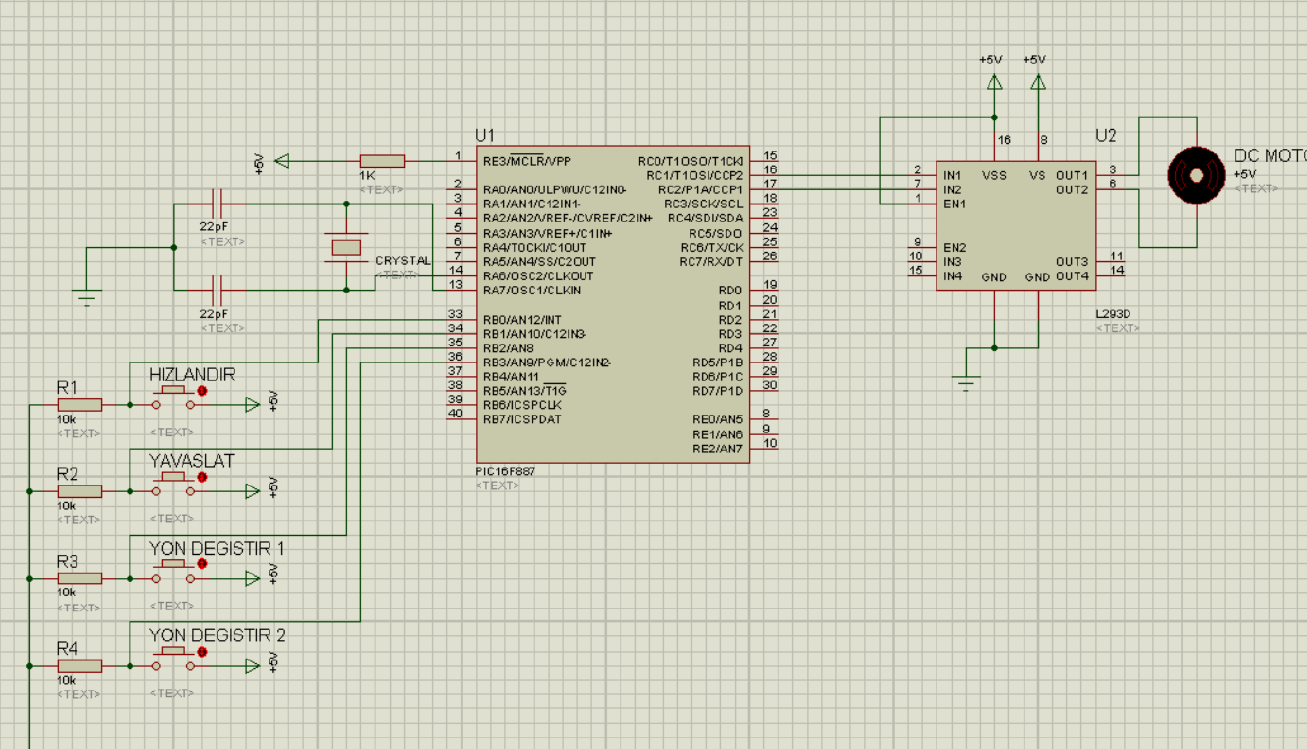 The purpose of this experiment is to realize the speed and direction control of a DC motor in C language.
						The steps to follow are: When the Increase button is pressed, the % Duty Cycle of the generated PWM signal will
						increase. Therefore, the rotational speed of the DC motor should also increase. When the Decrease button is pressed, the % Duty Cycle of the generated PWM signal will
						decrease. Therefore, the rotational speed of the DC motor should also decrease. The % Duty Cycle must be a maximum of 100% and a minimum of 0% (Limitation can be made
						with the if (...) command). If the Change Direction button is pressed an odd number of times, the DC motor should turn
						CW, and if the button is pressed an even number of times, the DC motor should rotate CCW.